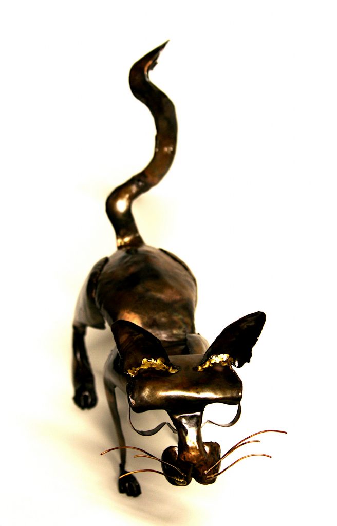 Emily Stone Copper Cat Sculpture Standing – Copper Creatures