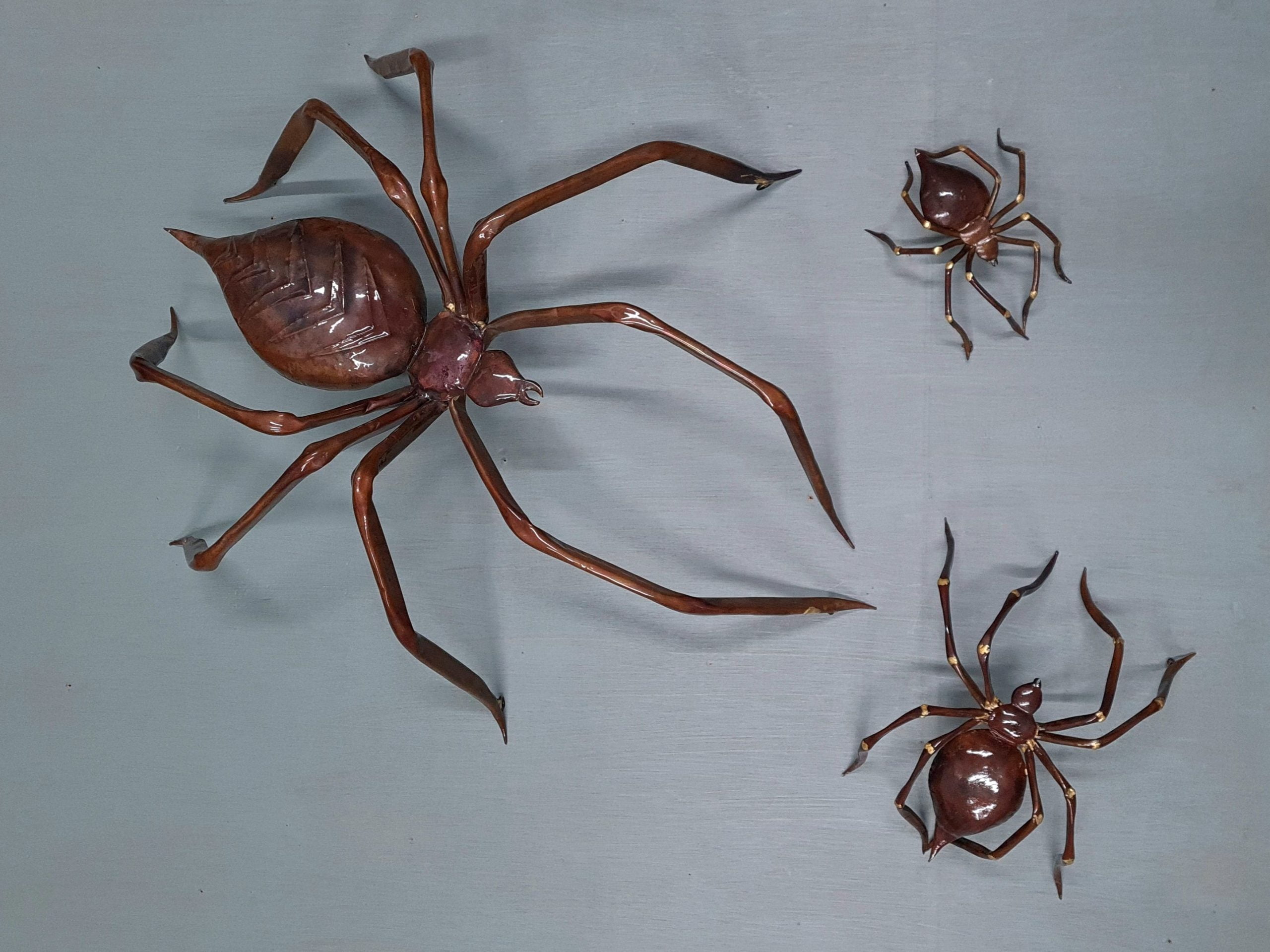 Emily Stone Copper Spider Sculpture sizes rotated