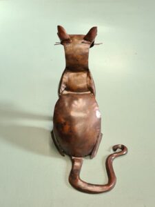 Emily Stone Copper Cat Sitting Sculpture small