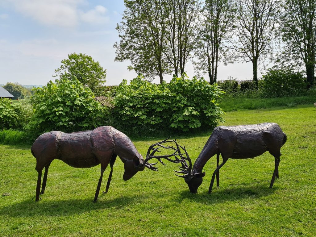 Emily Stone copper Rutting Stags sculpture